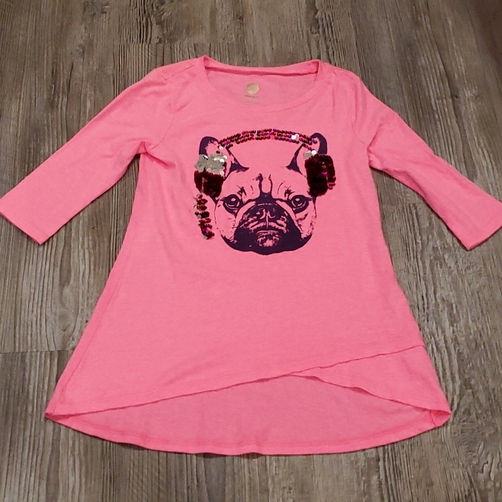 Total girl Bulldog with Sequins Headphones   Shirt Size Small 7/8